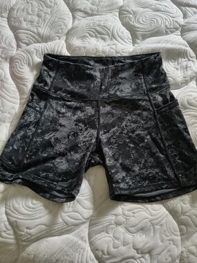 Amazon Women's High-Waist Black Marble Bike Shorts
